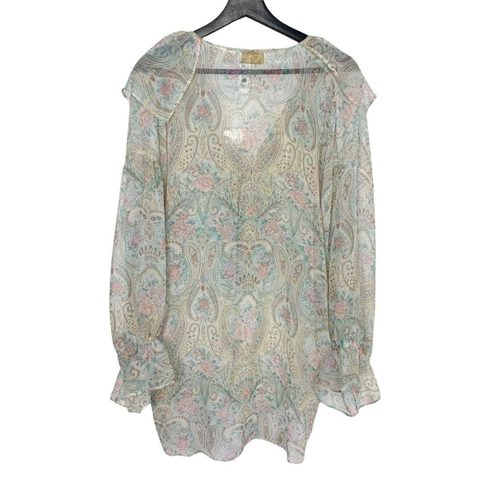 Vintage 90s Victoria's Secret Gold Label Paisley Floral Sheer Night Gown Large - Picture 3 of 8